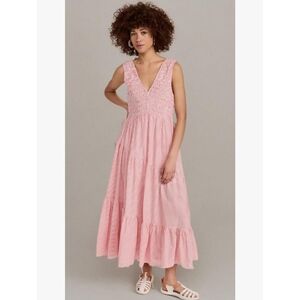 {Free People} Juno Maxi Dress in Guava Combo Stripes - Size Large